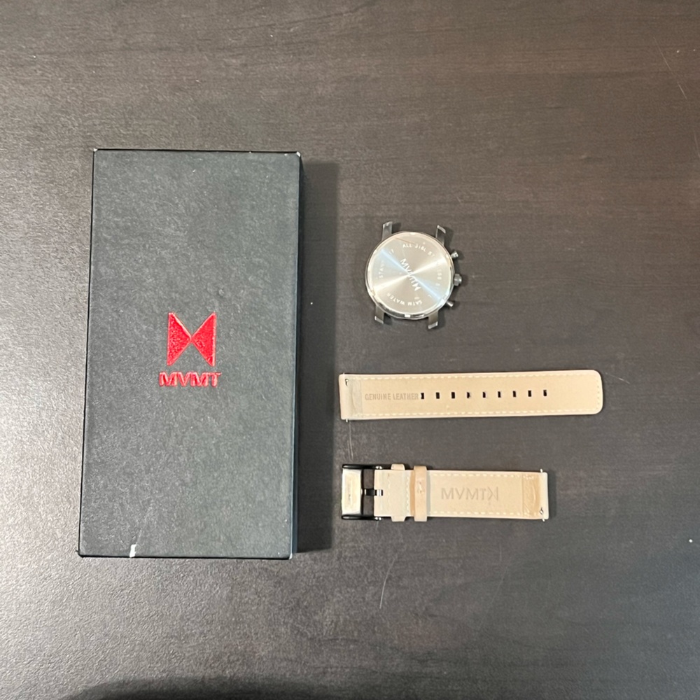 MVMT Watch Box, Tan leather strap, Watch parts!